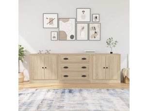 Buffet - bahut - meuble de rangements 3 pcs chêne sonoma bois d'ingénierie