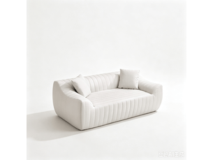 Canapé 2 places en tissu technique blanc, assise rembourrée en mousse pour salon et bureau
