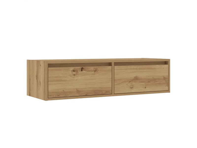  Meuble tv design contemporain avec lumières led 100 x 35 x 25 cm gain de place en bois d'ingénierie chêne artisanal 02_0051334  - Conforama B