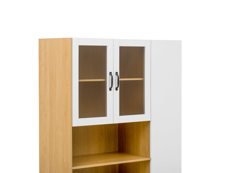  Buffet de cuisine haut 200 cm, largeur 100 cm, meuble de rangement avec tiroirs profonds et étagères modulables pour cuisine ou salon moderne  - Conforama E