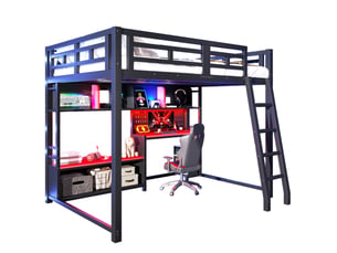 Lit mezzanine 140x200 cm <strong>HAVRYA</strong> <strong></strong> coloris noir