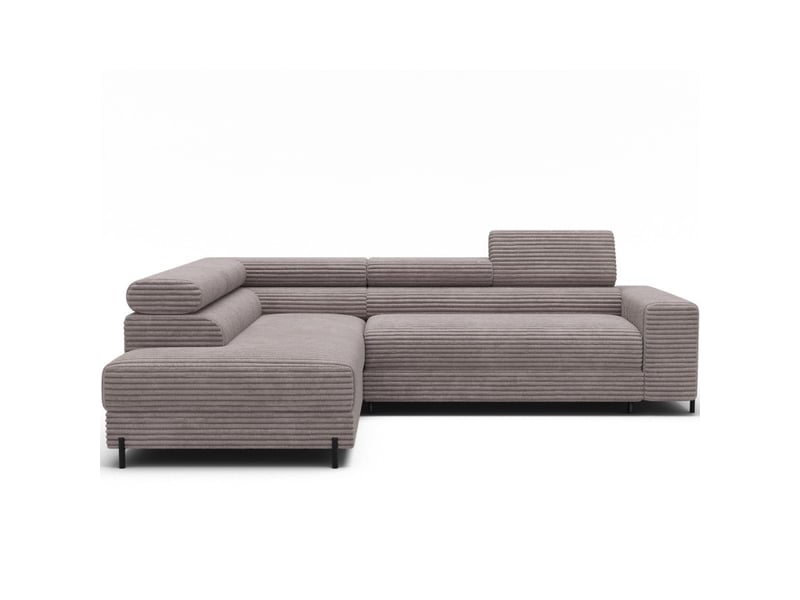  Canapé d'angle colesia convertible 5 places gris velours côtelé – gauche – 274x200cm  - Conforama A