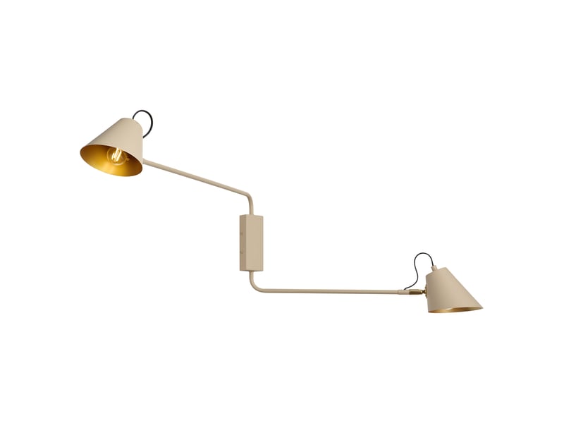  Applique murale moderne taupe avec intérieur doré orientable 2 lumières - lune  - Conforama A