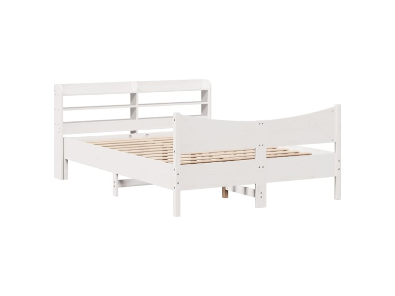  Lit double- lit adulte -  cadre de lit avec tête de lit blanc 140x200 cm bois pin massif  - Conforama A