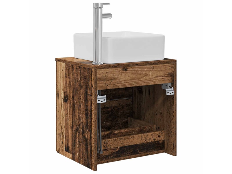  Vanité de lavabo mural, meuble de rangement bois ancien 49.5x41x63 cm shl8402  - Conforama E