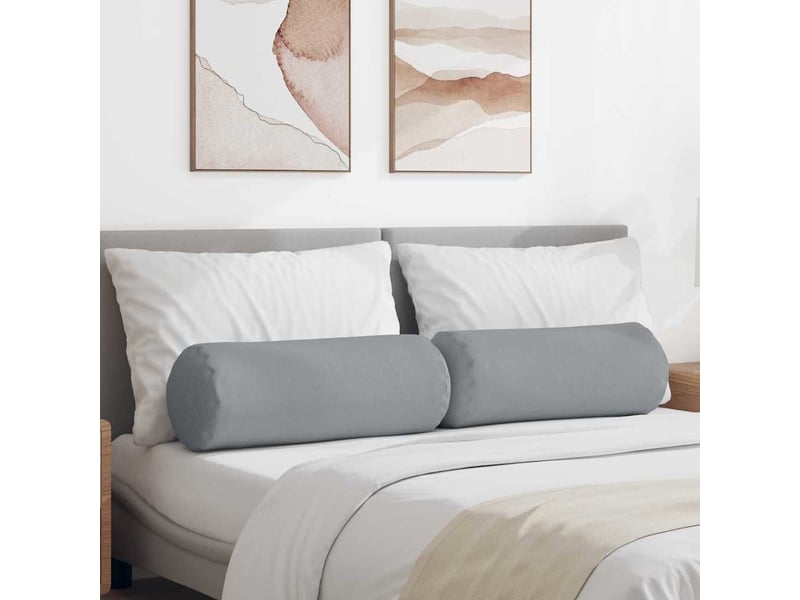  Lot de 2 coussins d'accent, coussins décoratifs, coussins lombaires tissu gris clair ø 25 x 70 cm cf56694  - Conforama B
