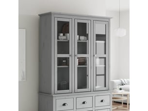 Buffet - armoire avec portes vitrées bodo gris bois de pin massif