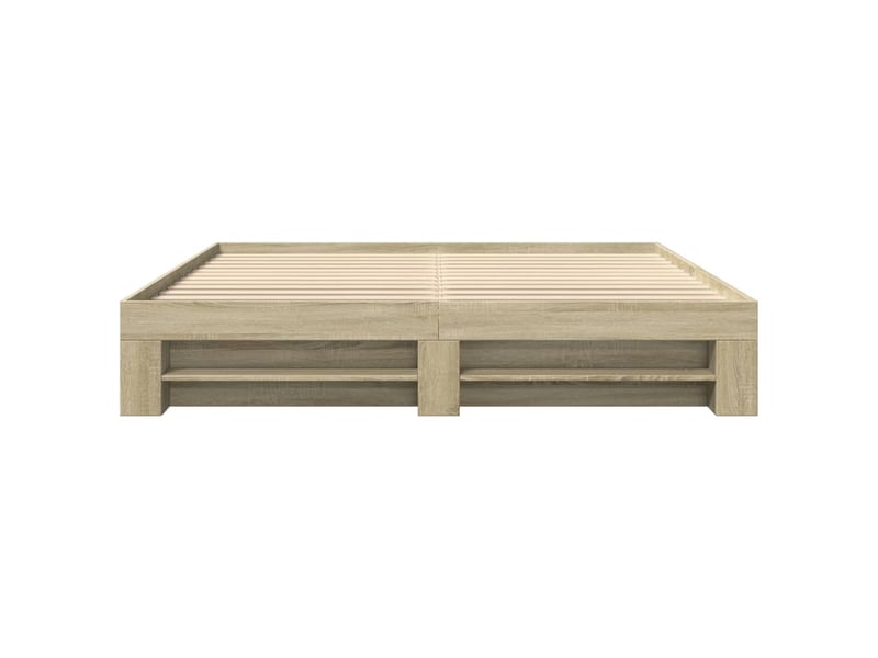 Lit double- lit adulte - cadre de lit sans matelas chêne sonoma 200x200 cm - Conforama D