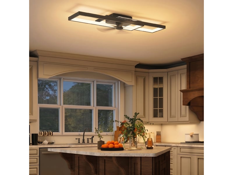  Plafonnier led rectangle 43w, luminaire plafonnier 3000-6000k, 4600lm, télécommande, noir, 70 x 30 cm  - Conforama W