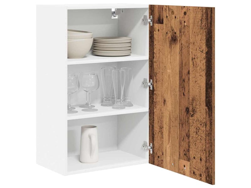  Meuble de rangement cuisine, armoire suspendue bois ancien et blanc 50x31x80cm  - Conforama C