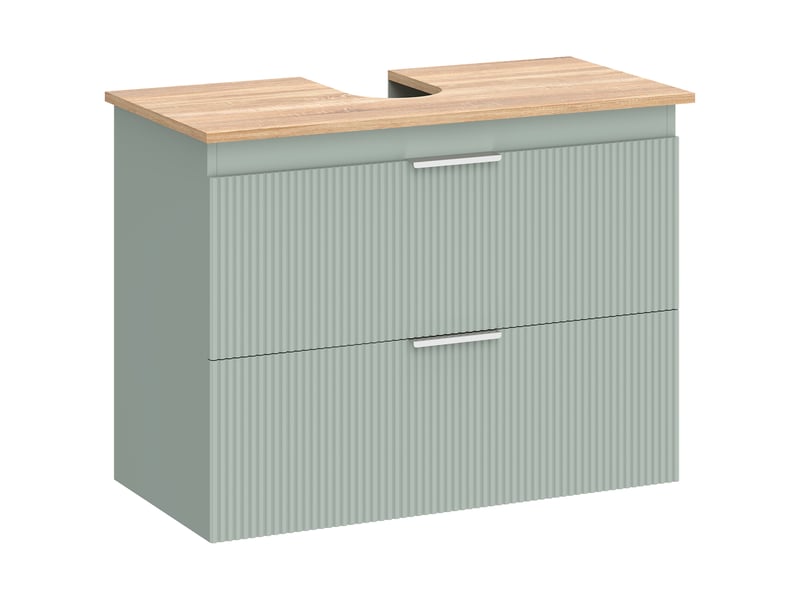  Meuble sous lavabo, meuble de salle de bain avec 2 tiroirs, style moderne, 80 x 40 x 60 cm, vert et bois naturel  - Conforama A