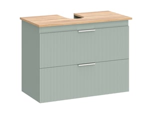 Meuble sous lavabo, meuble de salle de bain avec 2 tiroirs, style moderne, 80 x 40 x 60 cm, vert et bois naturel