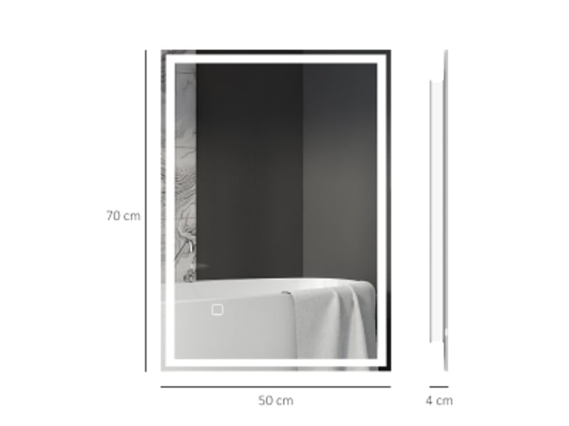  Miroir de salle de bains led avec éclairage blanc froid, 50 x 70 cm  - Conforama B