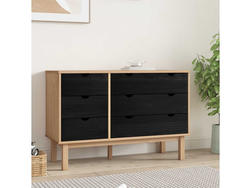  Armoire à tiroirs, commode avec tiroir otta noir 111x43x73,5 cm  - Conforama C