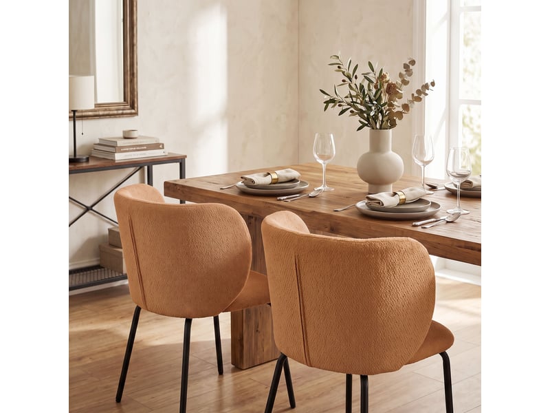  Lot de 2 chaises salle à manger design dossier enveloppant tissu terracotta  - Conforama B