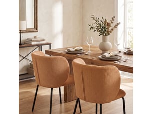 Lot de 2 chaises salle à manger design dossier enveloppant tissu terracotta
