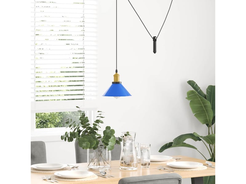 Lampe suspendue, suspension luminaire réglable hauteur e27 bleu foncé ø 22 cm métal - Conforama C