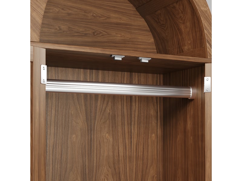  Armoire arquée 2 portes 78 × 45 × 181 cm, 2 tiroirs et rotin, aspect noyer IKSETERA TRADING LTD - Conforama W