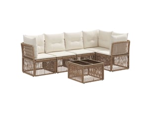 Vidaxl ensemble de canapé de jardin 6 pcs beige polyrotin