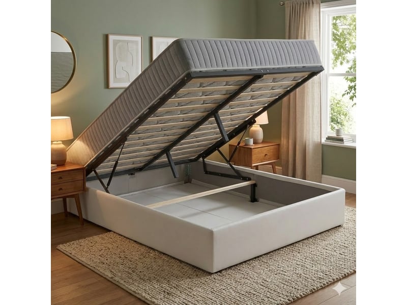 Ensemble lit coffre et matelas 160x200 cm - couleur : blanc - matelas latex accueil moelleux lorisblanc-marie-160x200-blanc - Conforama B