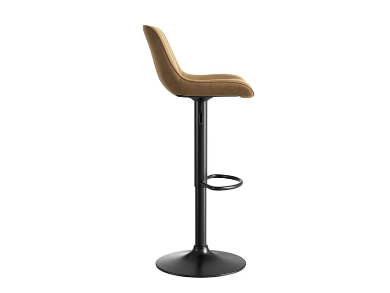  Lot de 4 tabourets de bar en velours marron, chaises hautes réglables en hauteur, pivotantes à 360°  - Conforama W