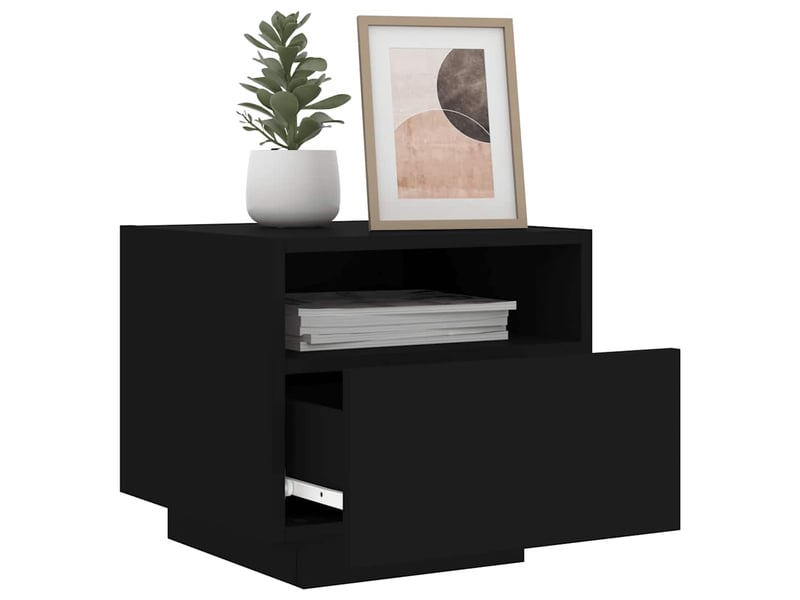 Lot de 2 tables de chevet - cabinet de chevet - table de nuit avec lumières led noir 40x39x37 cm - Conforama C