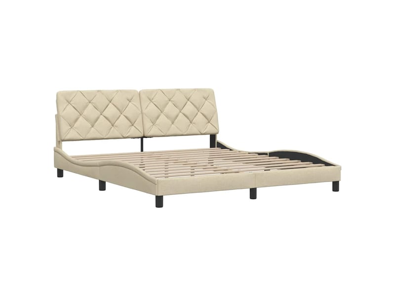 Lit adulte ; lit double ; cadre de lit  crème 180x200 cm tissu  - Conforama E