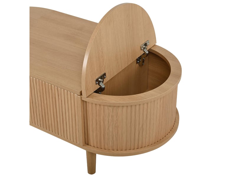  Table basse relevable ovale en mdf coloris chêne 100x48x53,5 cm - pangivo  - Conforama E