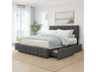 Lit avec rangement 140x200 cm coloris gris
