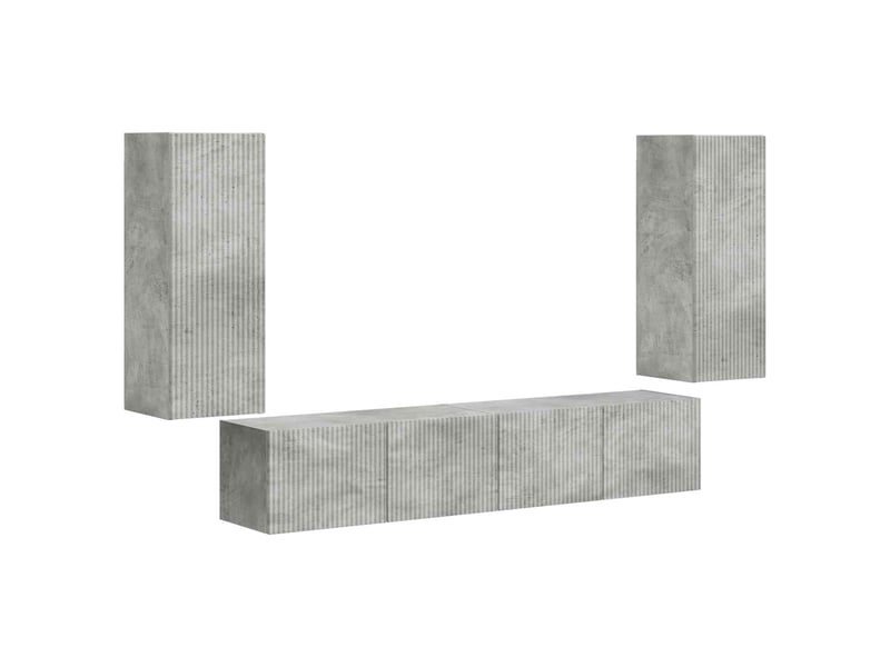 Ensemble de meuble tv - banc tv - meuble de rangement mural 4 pcs gris béton bois d'ingénierie - Conforama A