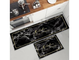 (c)tapis de cuisine antidérapant et lavable 2 pièces, marbre doré antidérapant tapis de cuisine devant evier pour cuisine, buanderie, salon