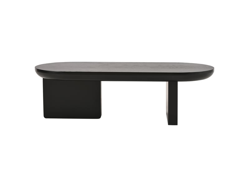 Table basse fixe, noire, 119,7 x 49,8 x 35,5 cm, mdf, design ovale minimaliste et moderne - Conforama A