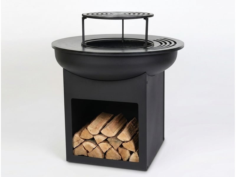  Barbecue rond avec plaque d'acier ronde et grill en acier coloris noir EFP58RB - Conforama C