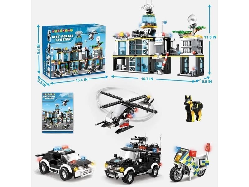  Jeu de construction station de police 2 étages avec helicoptere 1261 pieces  - Conforama B