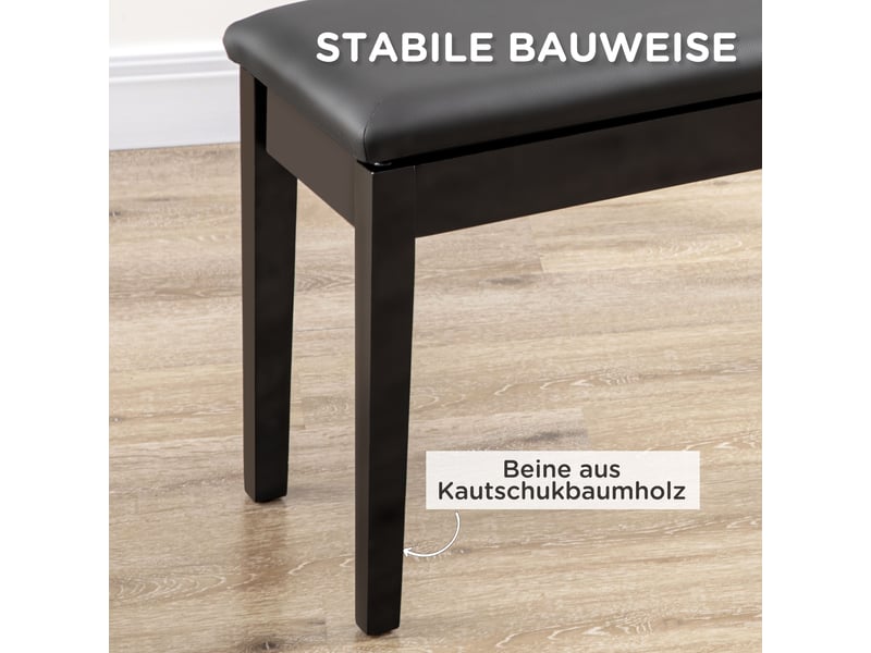 Banc de piano réglable en hauteur avec espace de rangement, banc de piano avec coussins en cuir noir, 75x35x49 cm, idéal pour les musiciens F12-012V00BK - Conforama E