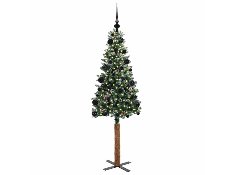 Sapin de noël, arbre de noël mince vert 150 cm pvc et bois de pin massif shl8507 - Conforama C