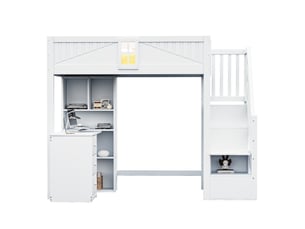Lit mezzanine 90x200 cm <strong>MERAX</strong> <strong>lit enfant blanc</strong> coloris blanc