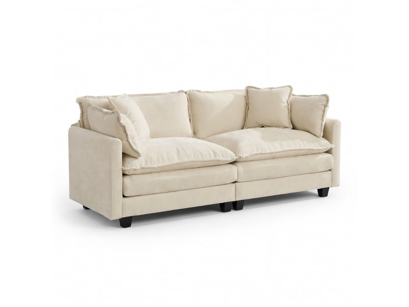  Canapé cloud loveseat moderne en tissu chenille beige double coussin rembourré  - Conforama A