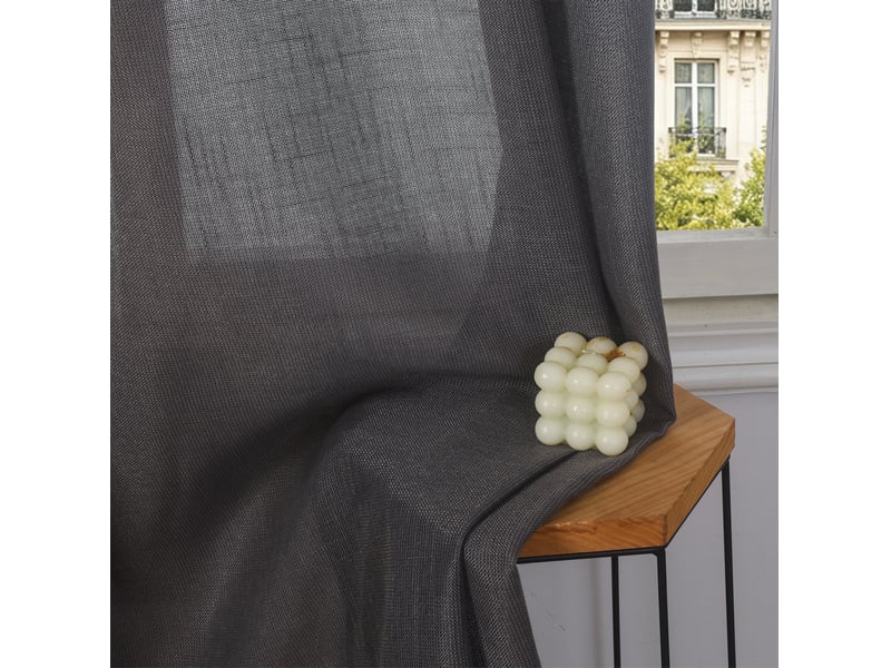  Rideau ajustable 140 x 270 cm + 8 anneaux pinces effet lin evasion granit CP-EVASION-GRANITE - Conforama D
