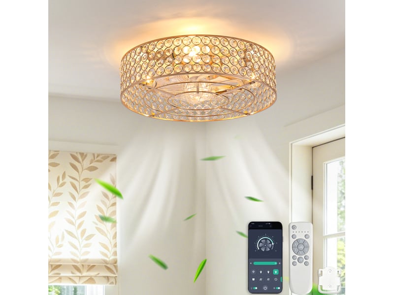  Ventilateur plafonnier encastré 50x50x16.5 cm réversible métal doré  - Conforama C