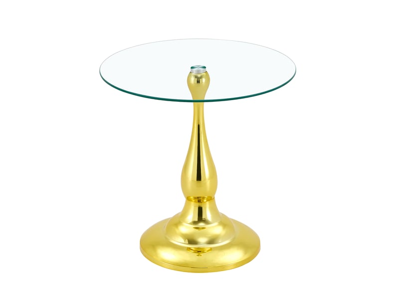 Table d’appoint ronde en verre trempé avec base métallique stable - lpospi - verre et métal doré 50 × 51,5 cm - Conforama A