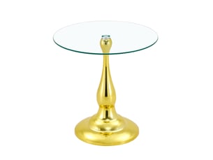 Table d’appoint ronde en verre trempé avec base métallique stable - verre et métal doré 50 × 51,5 cm