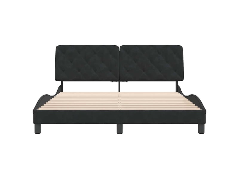 Lit double- lit adulte - cadre de lit sans matelas noir 160x200 cm velours - Conforama D