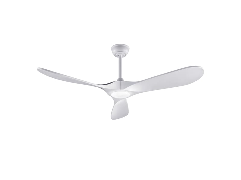  Ventilateur de plafond 52 pouces blanc avec led, télécommande, 3 pales en bois, réversible, 6 vitesses  - Conforama A