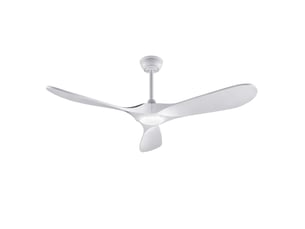 Ventilateur de plafond 52 pouces blanc avec led, télécommande, 3 pales en bois, réversible, 6 vitesses