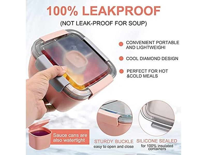  1.5l-lunch box aveccompartiment de subdivision,boite repas adultesenfants,bento lunch box durable,lunch box salade boîtes repas micro onde pour les v  - Conforama D