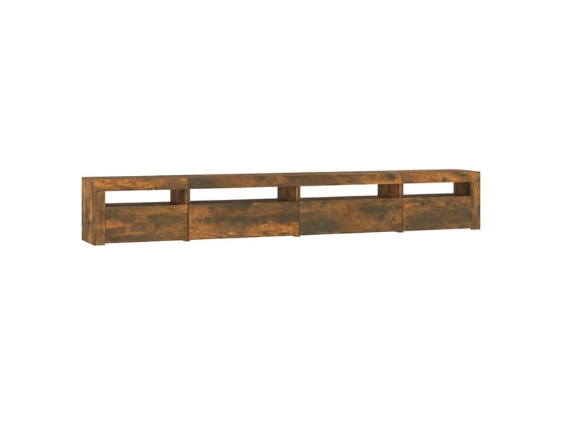 Meuble tv - banc tv - meuble de rangement avec lumières led chêne fumé 270x35x40 cm - Conforama D