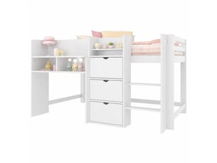 Lit mezzanine 90x200 cm STILVORA coloris blanc
