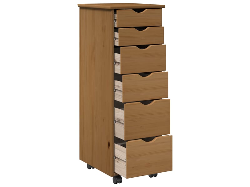  Caisson roulant de bureau, meuble de rangement 34 x 39 x 93,5 cm bois de pin massif  - Conforama D