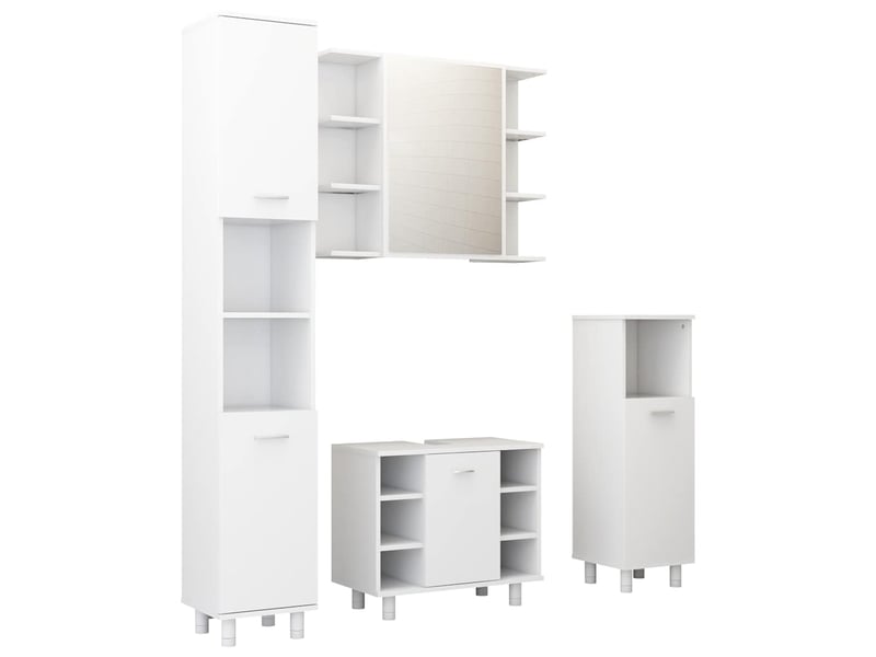 Ensemble de meubles de salle de bain 4pcs blanc bois ingénierie cf63882 - Conforama A